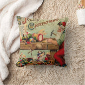 ヴィンテージクリスマスレトロクリスマス パーソナライズされた クッション (ブランケット)