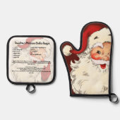 ヴィンテージクリスマスレトロサンタレシピ 鍋つかみ&鍋敷きセット (正面)