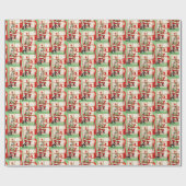 ヴィンテージクリスマスレトロサンタロックスプードル ラッピングペーパー (フラット)