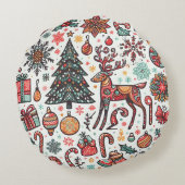 ヴィンテージクリスマスレトロツリーギフトラウンドピロー ラウンドクッション (裏面)