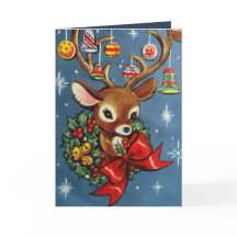 ヴィンテージクリスマスレトロトインデナー追加メッセージカード