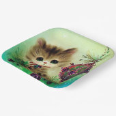 ヴィンテージクリスマスレトロバルブキャットパーティープレート ペーパープレート (傾斜あり)