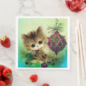 ヴィンテージクリスマスレトロバルブネコパーティーナプキン (インサイチュ)