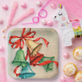 ヴィンテージクリスマスレトロベルパーティープレート ペーパープレート (パーティー)