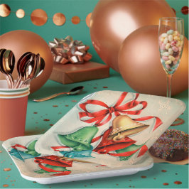 ヴィンテージクリスマスレトロベルパーティープレート ペーパープレート