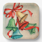 ヴィンテージクリスマスレトロベルパーティープレート ペーパープレート (正面)