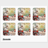 ヴィンテージクリスマスレトロ動物の休日のシール スクエアシール (シート)