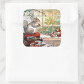 ヴィンテージクリスマスレトロ動物の休日のシール スクエアシール (バッグ)