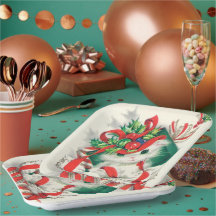 ヴィンテージクリスマスレトロ猫パーティープレート