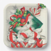 ヴィンテージクリスマスレトロ猫パーティープレート ペーパープレート (正面)