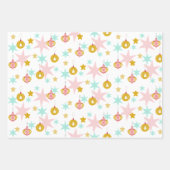 ヴィンテージクリスマスレトロGroovyピンク、青、緑 ラッピングペーパーシート (正面2)