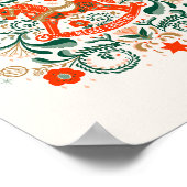 ヴィンテージクリスマスロッキングホースイラストレーション ポスター (角)