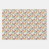 ヴィンテージクリスマスロビンベリーレッドグリーンパターン ラッピングペーパーシート (正面)