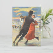 ヴィンテージクリスマスロマンティックアイススケートで滑る招待状 招待状 (スタンド正面)