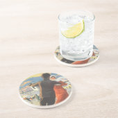 ヴィンテージクリスマスロマンティックカップル氷スケートで滑る コースター (側面)