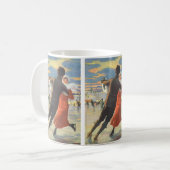 ヴィンテージクリスマスロマンティックカップル氷スケートで滑る コーヒーマグカップ (正面左)