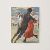 ヴィンテージクリスマスロマンティックカップル氷スケートで滑る ジグソーパズル (縦)