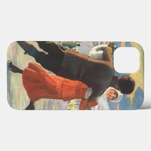 ヴィンテージクリスマスロマンティックカップル氷スケートで滑る Case-Mate iPhoneケース (裏面 (横))