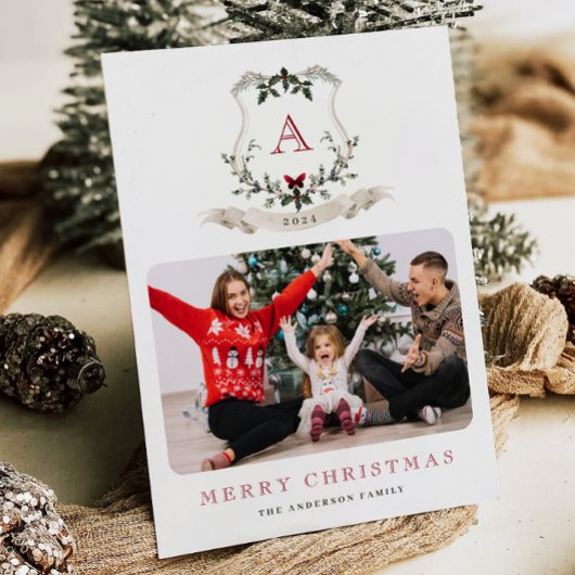 ヴィンテージクリスマスワンフォトホリデーカード シーズンカード