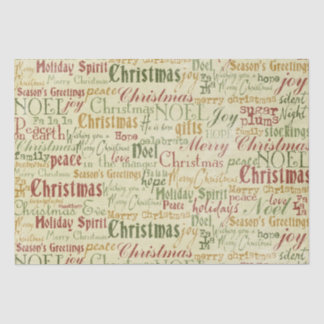 ヴィンテージクリスマスワードアートティッシュペーパー 薄葉紙