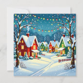 ヴィンテージクリスマスヴィレッジパーソナライズされた シーズンカード (正面)