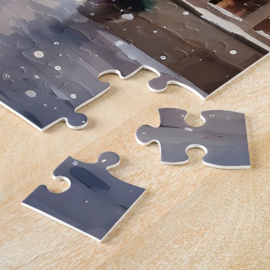 ヴィンテージクリスマスヴィレッジ通りホリデイ ジグソーパズル (側面)