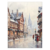 ヴィンテージクリスマスヴィレッジ通りホリデイ テーブルクロス (正面)