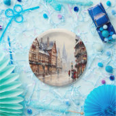 ヴィンテージクリスマスヴィレッジ通りホリデイ ペーパープレート (パーティー)