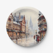 ヴィンテージクリスマスヴィレッジ通りホリデイ ペーパープレート (正面)