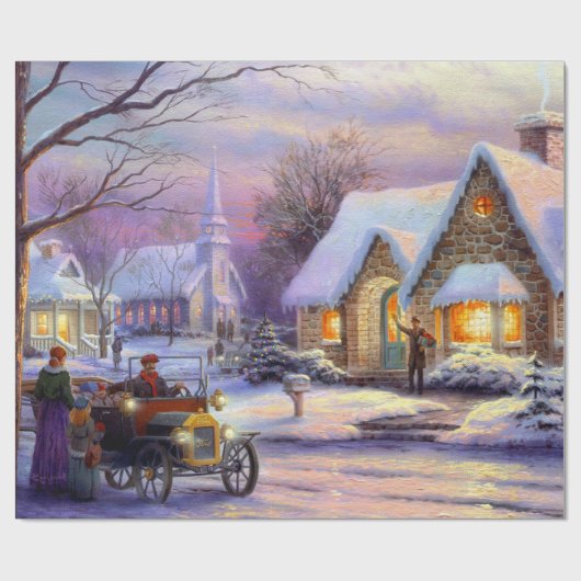 ヴィンテージクリスマスヴィレッジ ラッピングペーパー (フラット)