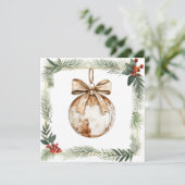 ヴィンテージクリスマス付きスクエアカードオーナメント 招待状 (スタンド正面)