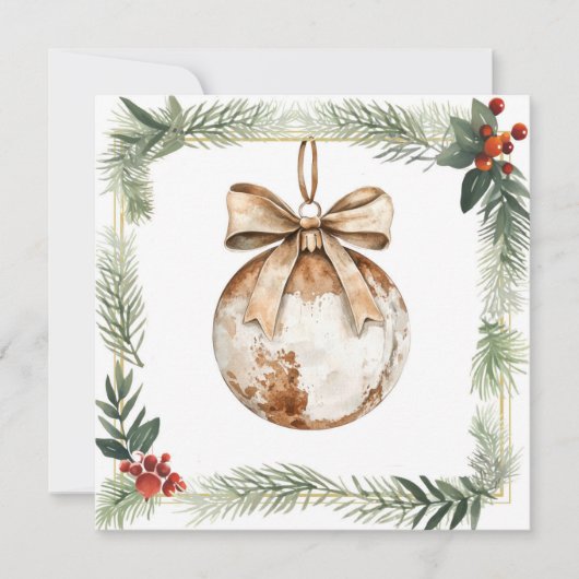 ヴィンテージクリスマス付きスクエアカードオーナメント 招待状 (正面)