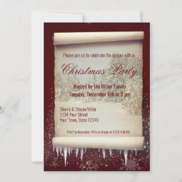 ヴィンテージクリスマス冬のスクロール氷柱スノーフレーク 招待状