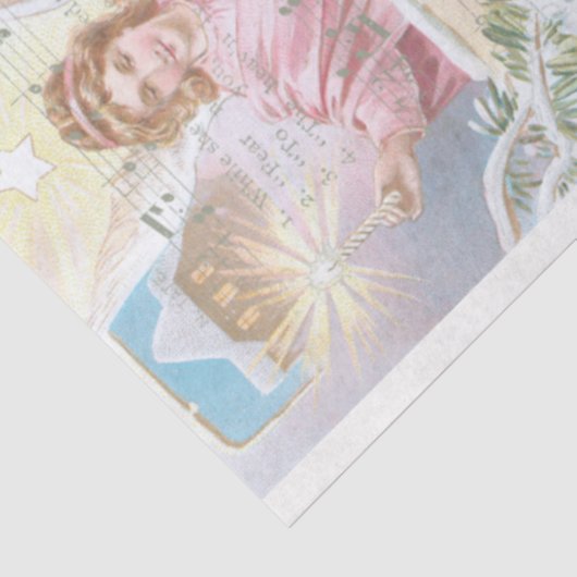 ヴィンテージクリスマス冬の天使のデクページの合唱団 薄葉紙 (詳細)