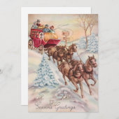 ヴィンテージクリスマス冬の馬車 シーズンカード (正面/裏面)