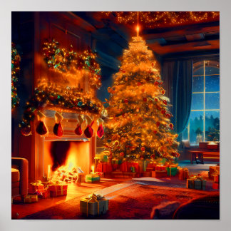 ヴィンテージクリスマス冬 ポスター