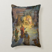 ヴィンテージクリスマス出生とVisiting Magi アクセントクッション (正面(垂直))