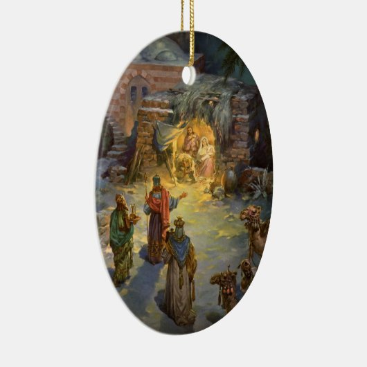ヴィンテージクリスマス出生とVisiting Magi セラミックオーナメント (右)
