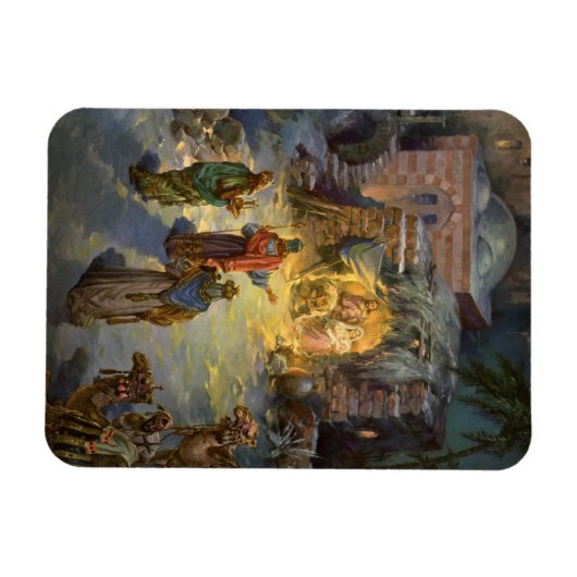 ヴィンテージクリスマス出生とVisiting Magi マグネット (横)