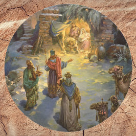 ヴィンテージクリスマス出生とVisiting Magi ラウンドシール