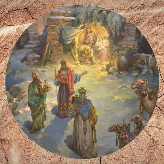 ヴィンテージクリスマス出生とVisiting Magi ラウンドシール