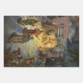 ヴィンテージクリスマス出生とVisiting Magi ラッピングペーパーシート (正面)