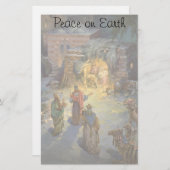 ヴィンテージクリスマス出生とVisiting Magi 便箋 (正面/裏面)