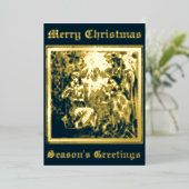 ヴィンテージクリスマス出生の崇拝 箔シーズンカード (立ち正面)