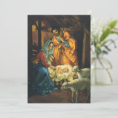 ヴィンテージクリスマス出生シーンパーティの招待状 招待状 (スタンド正面)