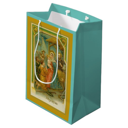 ヴィンテージクリスマス出生シーン ミディアムペーパーバッグ (裏面アングル)