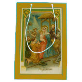 ヴィンテージクリスマス出生シーン ミディアムペーパーバッグ (裏面)