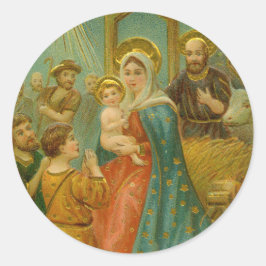 ヴィンテージクリスマス出生シーン ラウンドシール