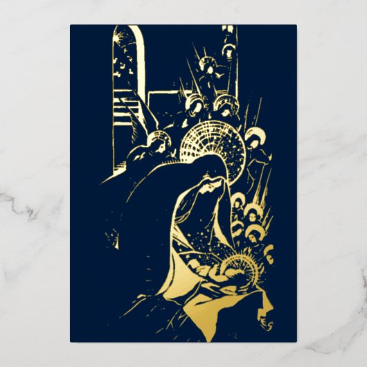 ヴィンテージクリスマス出生バイエマ・シュランゲンハウゼン 箔シーズンカード (正面)