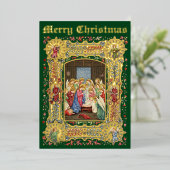 ヴィンテージクリスマス出生&エンジェルスby A. Crispin 箔シーズンカード (立ち正面)